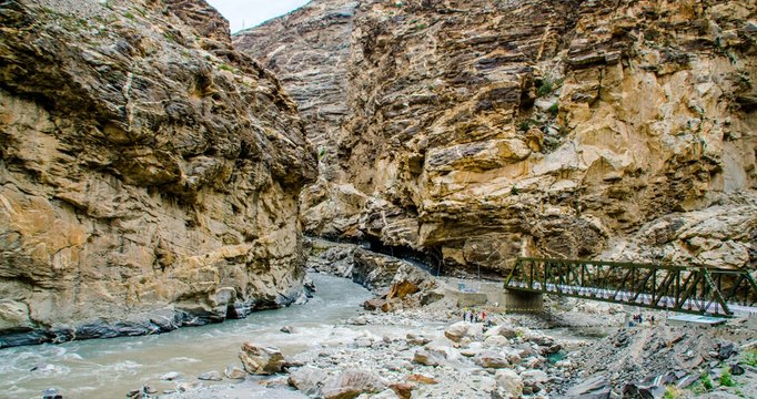 the confluence of Spiti river and Sutlej river in lahaul Spiti valley