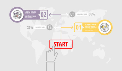 Obraz premium Vector infographic flat template timeline for two label, diagram, graph, presentation. Business design concept with 2 options. For content, flowchart, step for step, workflow, marketing