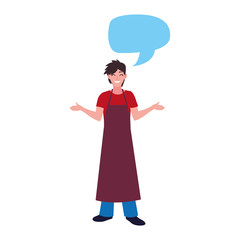 young seller man character with apron