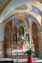 Fototapeta na wymiar Main altar in the Church of Birth of Virgin Mary in Sveta Marija pod Okicem, Croatia