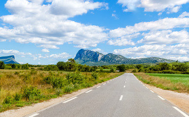 road in mountains, Pic Saint-Loup, France 