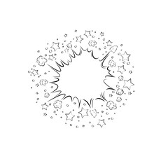 Fototapeta premium Abstract outline blow splash silhouette with stars background