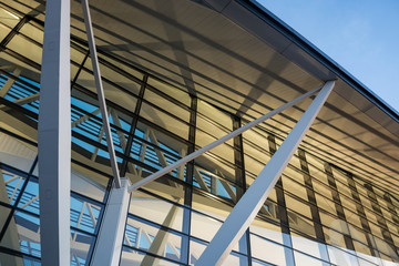 close up of modern buildings