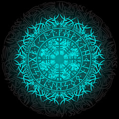 Bue circle scandinavian runic grunge symbol isolated on black background