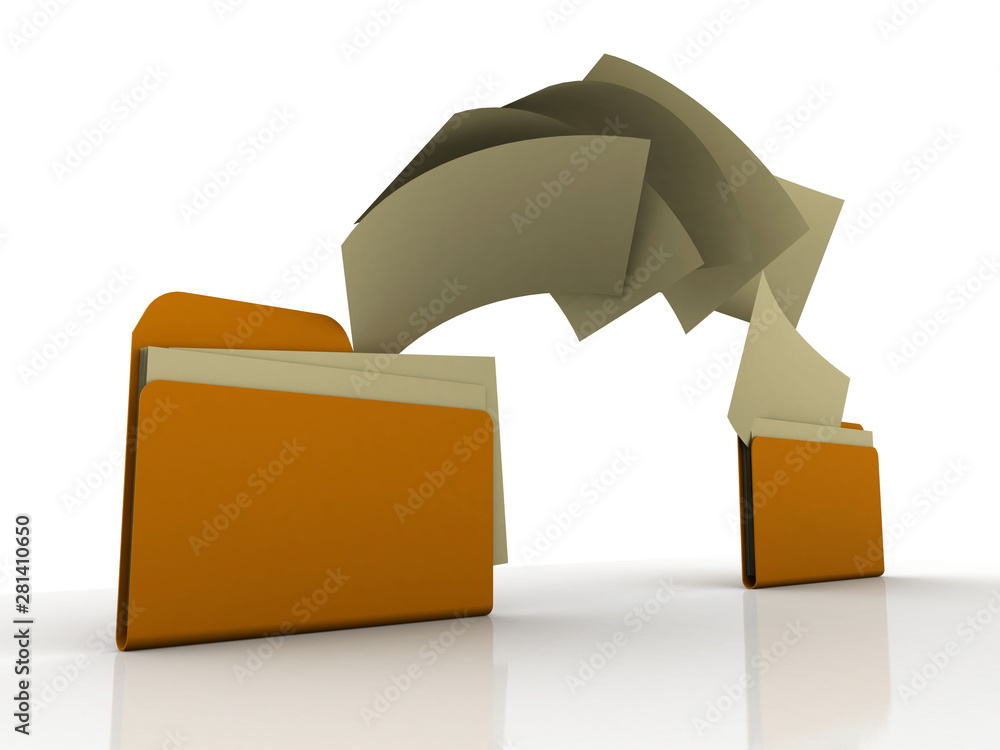 Poster 3d rendering documents copying one file to another