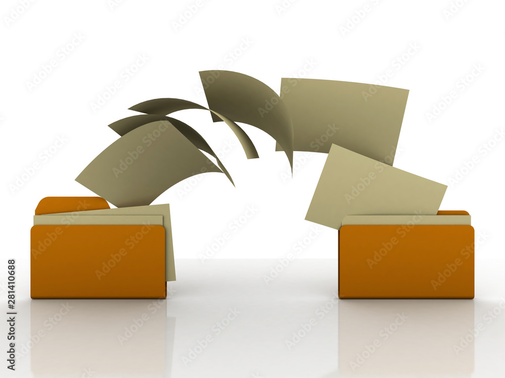 Poster 3d rendering documents copying one file to another