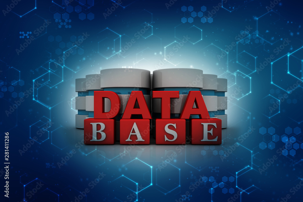 Poster 3d rendering database storage data base