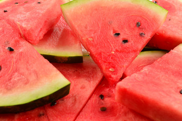 Juicy watermelon slices background. Top view.