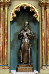 Saint Leopold Mandic, staue on the main altar in the church of the Saint Peter in Ivanic Grad, Croatia