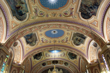 Fototapeta na wymiar Fresco on the ceiling of the church of the Saint Peter in Ivanic Grad, Croatia