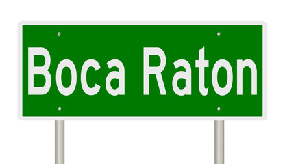 Rendering of a green highway sign for Boca Raton Florida