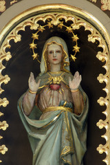 Obraz premium Immaculate Heart of Mary, statue on the altar of the Visitation of Mary in the church of the Saint Peter in Ivanic Grad, Croatia