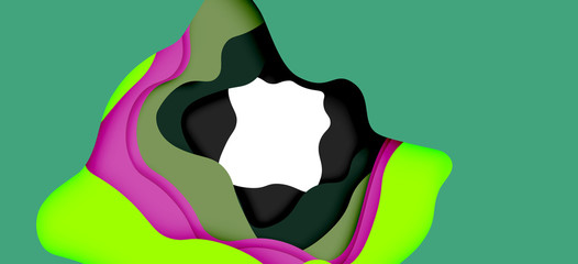Abstract geometric pattern. 3d paper layers cut out colorful wave background. Origami cut out abstract waves for web background
