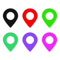 Set of colored map pins. Location map icon.