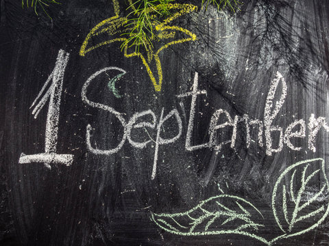 back to school concept. background of school blackboard concept of school education. 1 september. autumn season. copy space