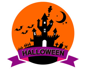 ハロウィン　城　コウモリ　月　星　夜　夜空