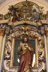 Fototapeta na wymiar Sacred Heart of Jesus, altar in the Church of Saint Barbara in Rude, Croatia