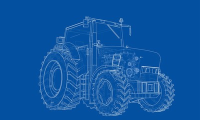 Farm Tractor Concept. Vector © cherezoff