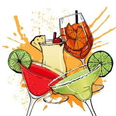 Vector illustration of alcoholic cocktails hand drawn style 14