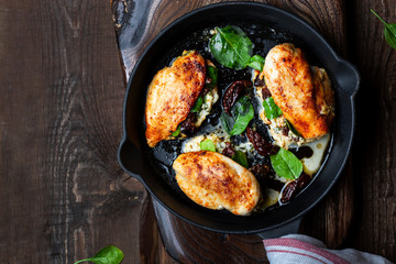 Baked Chicken fillet stuffed with cheese and spinach