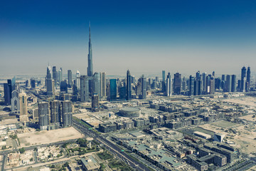 Fototapeta na wymiar Aerial view on downtown Dubai, UAE, on a summer day