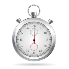 Realistic stopwatch with shadow on white background.