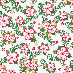 Fototapeta na wymiar Floral vector artwork for apparel and fashion fabrics, Azalea flowers wreath ivy style with branch and leaves. Seamless patterns background.