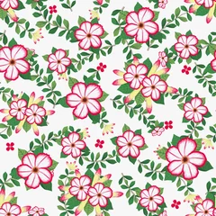 Tuinposter Floral vector illustraties voor kleding en mode stoffen, Azalea bloemen krans klimop stijl met tak en bladeren. Naadloze patronen achtergrond. © Kobsoft