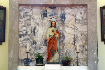 Altar of Sacred Heart of Jesus in the church of Our Lady of Lourdes and St. Joseph in the Barilovicki Leskovac, Croatia
