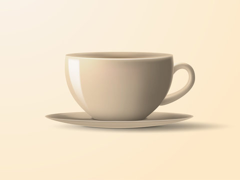 A cup of coffee or tea. Decorative realistic design. Vector illustration.
