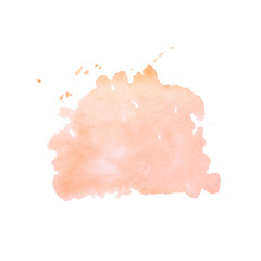 Hand drawn watercolor orange splash on white isolated background.