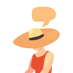 beautiful woman with swimsuit and hat summer time