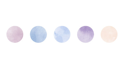 Hand drawn watercolor blue and violet palette on white isolated background.