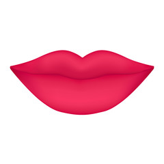 Lips in pink color on white background