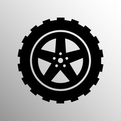Car wheel vector illustration on gray background