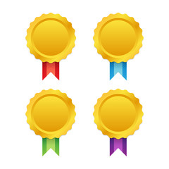Set of Gold Medals With Single Ribbons