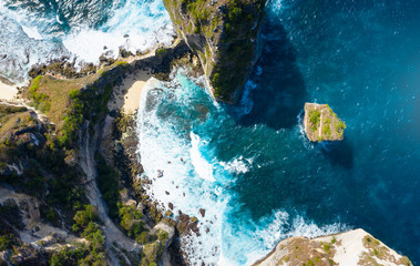 Top Down Drone Shot of Nusa Batumategan Thousand Islands at Nusa Penida, Bali - Indonesia