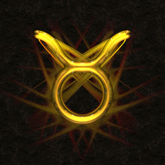 Astrology symbol in ancient glass with refraction of light - TAURUS