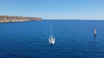 Obraz premium drone, aerial, photography, yatch, luxury, port, sailboat, Mallorca, Island