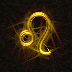 Astrology symbol in ancient glass with refraction of light - LEO