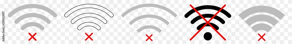 Poster wireless | no internet connection | signal icon | isolated transparent | variations