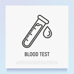 Blood test thin line icon. Laboratory analysis or medical research. Vector illustration.