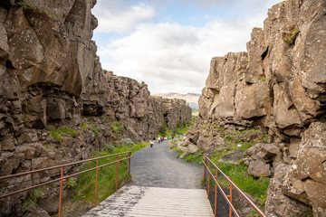 Fototapeta na wymiar Thingvellir National Park, Iceland. North American and Eurasian tectonic plates