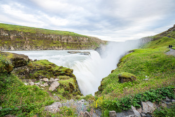 Fototapeta na wymiar Golden Circle, Iceland, Gullfoss waterfall and canyon (Golden Falls)