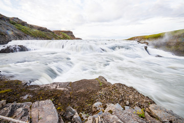 Golden Circle, Iceland, Gullfoss waterfall and canyon (Golden Falls)