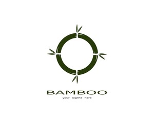  Bamboo with green leaf vector icon template