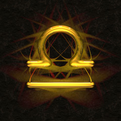 Astrology symbol in ancient glass with refraction of light - LIBRA