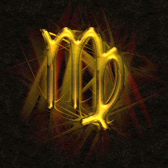 Astrology symbol in ancient glass with refraction of light - VIRGO