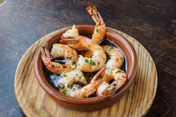 Garlic prawns, traditional Spanish tapas
