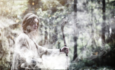 Fairy magician. A sorcerer with a glass sphere, a magical spell and a ritual. Elder with a staff...